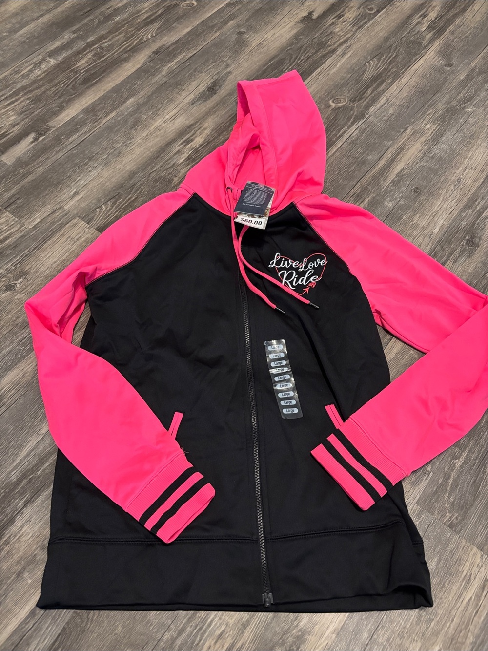 Women's Black & Hot Pink Zip Bomber Hoodie